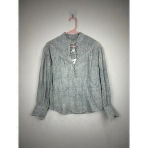 renata by renata gasparian Nirvana Half Button down Chain Greenish blouse Size M